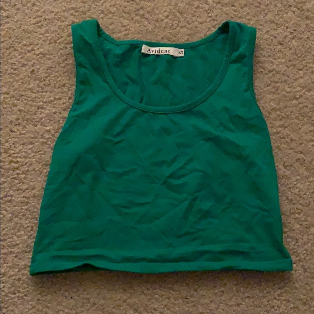 Green cropped tank top